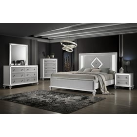 New Classic Furniture Stardust White 5pc King Bedroom Set B-DR-MR-CH-NS