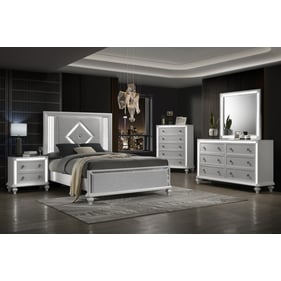 New Classic Furniture Stardust White 5pc Queen Bedroom Set B-DR-MR-CH-NS