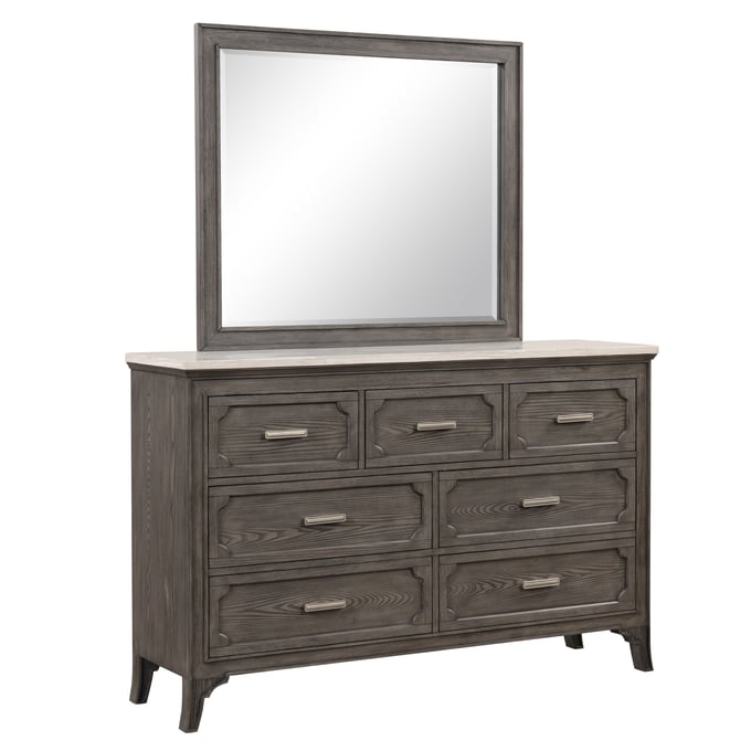 New Classic Furniture Lisbon Gray Dresser and Mirror NCF-00-1605-DM