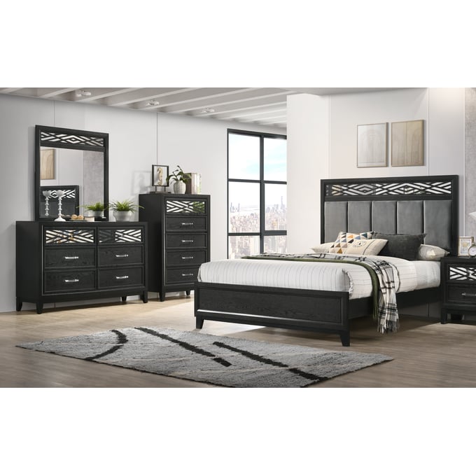 New Classic Furniture Obsidian Black 4pc Queen Bedroom Set B-DR-MR-CH NCF-00-1655-34C