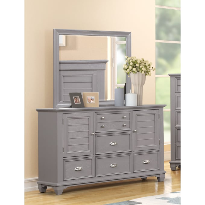 New Classic Furniture Jamestown Gray Dresser and Mirror NCF-00-2118G-DM