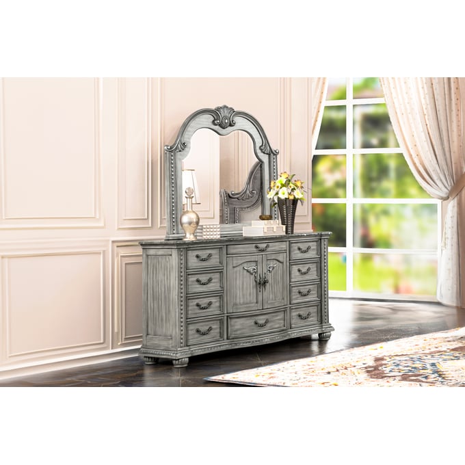 New Classic Furniture Contessa Gray Dresser and Mirror NCF-00-2457-DM