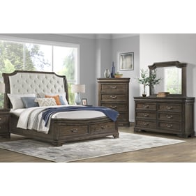 New Classic Furniture Lyndhurst Walnut Brown 4pc King Bedroom Set B-DR-MR-C...