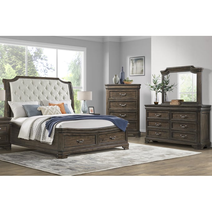 New Classic Furniture Lyndhurst Walnut Brown 4pc Queen Bedroom Set B-DR-MR-CH NCF-00-493B-34C