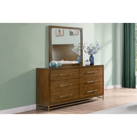 New Classic Furniture Silhouette Walnut Dresser and Mirror