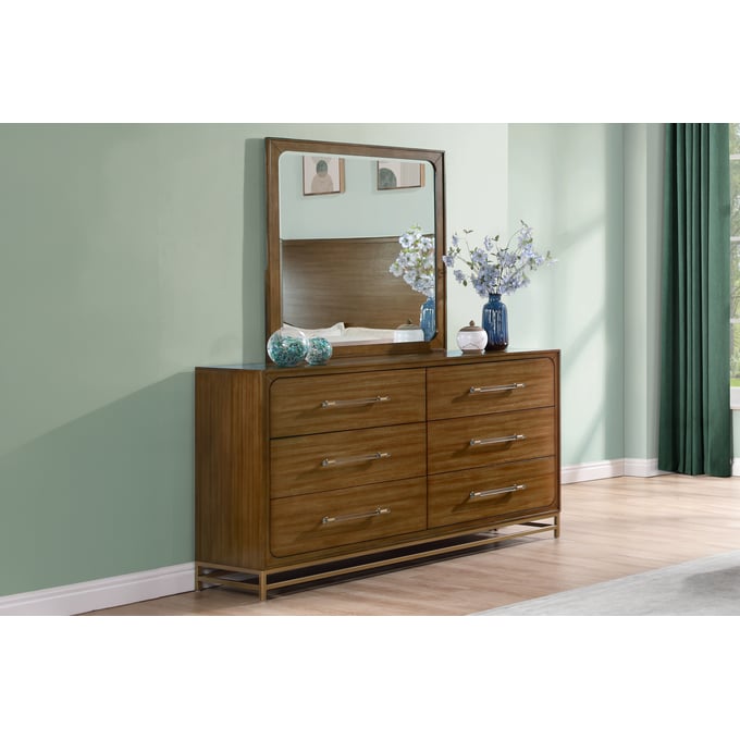 New Classic Furniture Silhouette Walnut Dresser and Mirror NCF-00-5117-DM