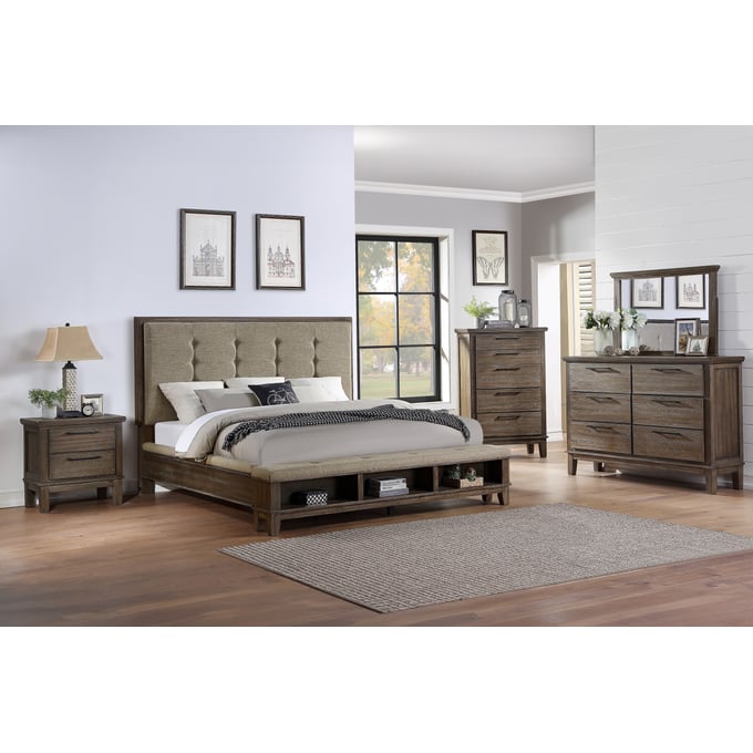 New Classic Furniture Cagney Vintage Gray 5pc King Bedroom Set B-DR-MR-CH-NS NCF-00-594G-15C