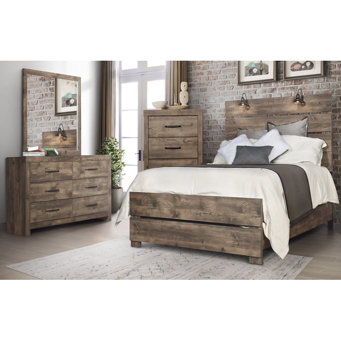 New Classic Furniture Misty Lodge Gray 4pc Cal King Bedroom Set B-DR-MR-CH NCF-00-6303-24C