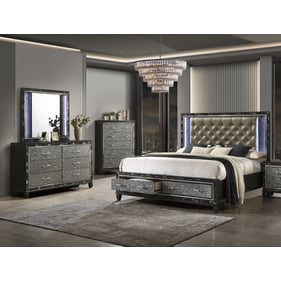 New Classic Furniture Radiance Black Pearl 4pc King Bedroom Set STRB-DR-MR-...