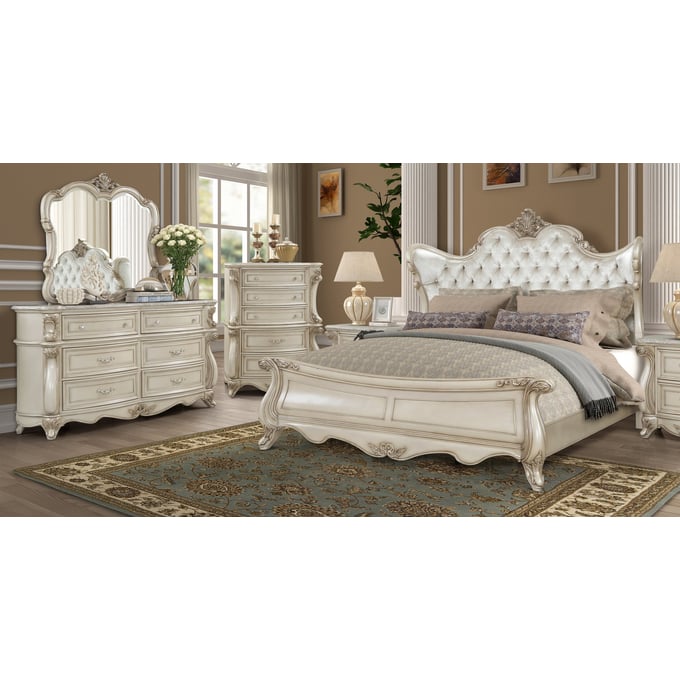 New Classic Furniture Monique Champagne 4pc Queen Bedroom Set B-DR-MR-CH NCF-00-992-34C