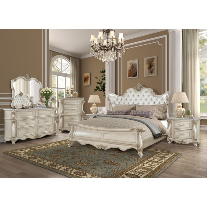 New Classic Furniture Monique Champagne 5pc King Bedroom Set B-DR-MR-CH-NS NCF-00-992-15C