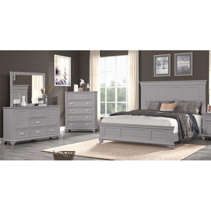 New Classic Furniture Jamestown Gray 4pc King Bedroom Set B-DR-MR-CH NCF-00-B2118G-14C