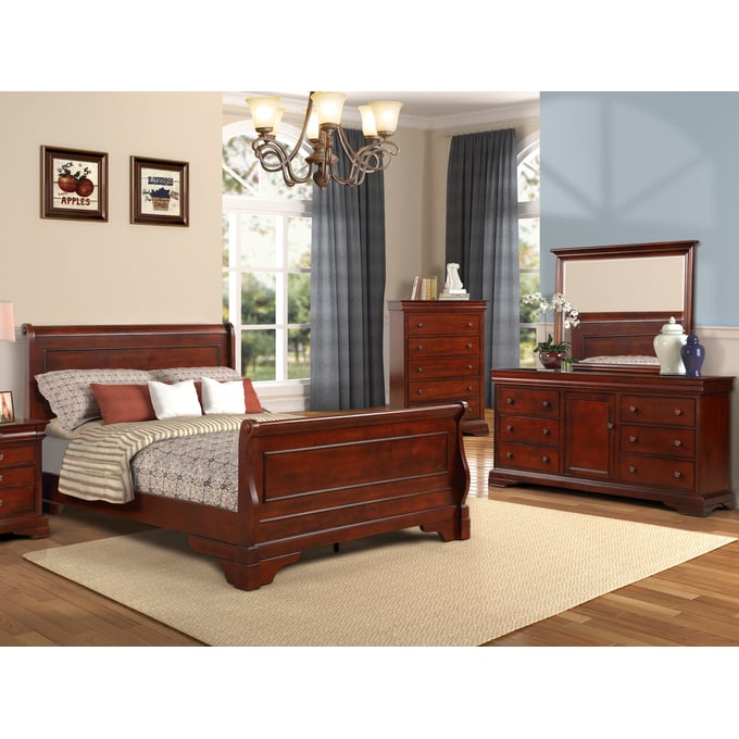 New Classic Furniture Versaille Cherry 4pc King Bedroom Set B-DR-MR-CH NCF-02-1040-14C