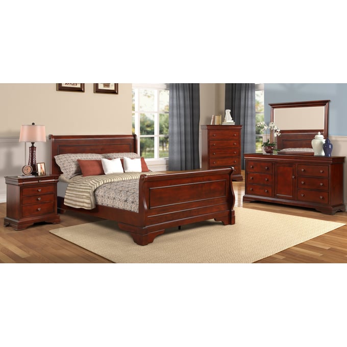 New Classic Furniture Versaille Cherry 5pc Cal King Bedroom Set B-DR-MR-CH-NS NCF-02-1040-25C