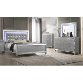 New Classic Furniture Valentino Silver 4pc King Bedroom Set B-DR-MR-CH