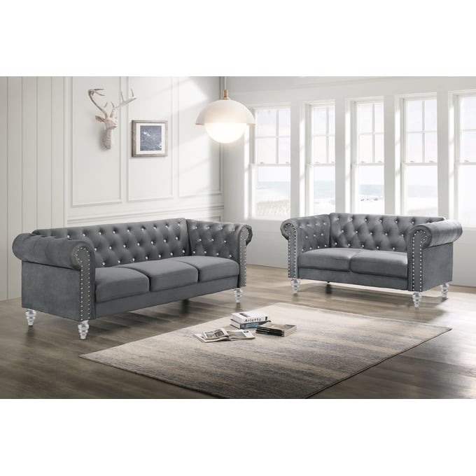 New Classic Furniture Emma Gray 2pc Living Room Set NCF-UKD13-LR-S3