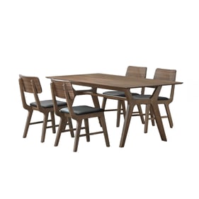 New Classic Furniture Thea Brown Walnut 5pc Dining Room Set