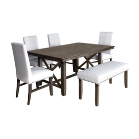 New Classic Furniture Julius Gray Walnut 6pc Dining Room Set With Bench