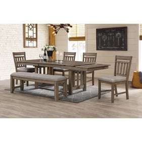 New Classic Furniture Harrisburg Walnut 6pc Dining Room Set with Bench