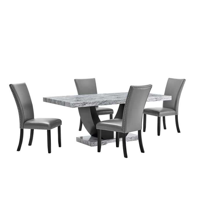 New Classic Furniture Lyra Gray Black 5pc Dining Room Set NCF-40-3765-D4C