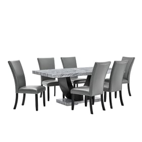 New Classic Furniture Lyra Gray Black 7pc Dining Room Set