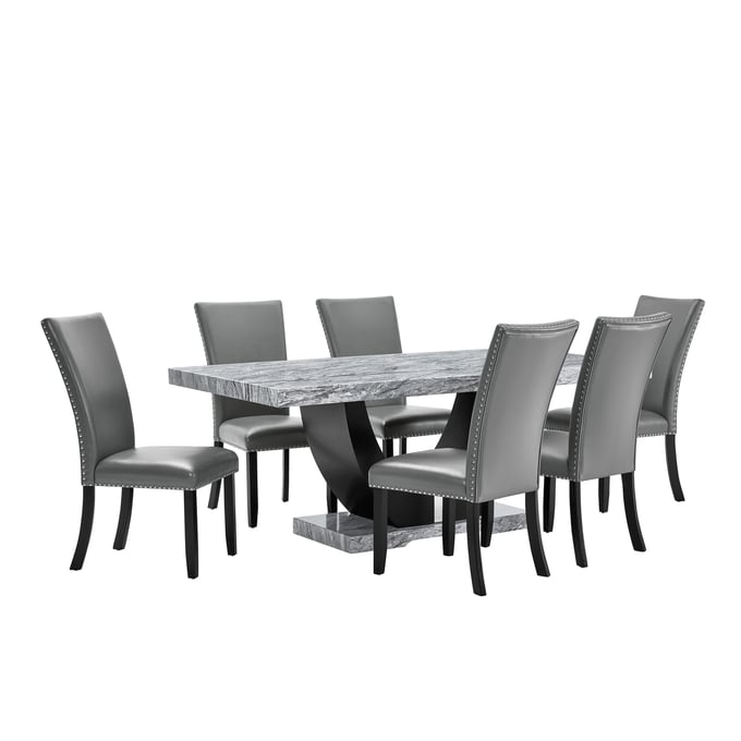 New Classic Furniture Lyra Gray Black 7pc Dining Room Set NCF-40-3765-D6C