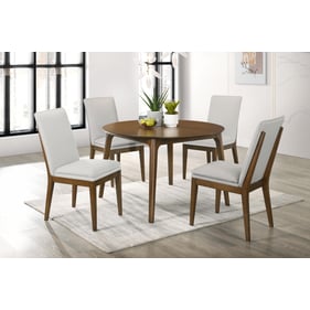 New Classic Furniture Maggie Walnut Natural 5pc Round Dining Set RDT-4CH