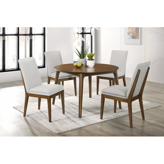 New Classic Furniture Maggie Walnut Natural 5pc Round Dining Set RDT-4CH NCF-40-7185-RD4NC