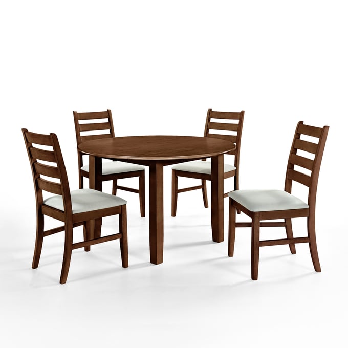 New Classic Furniture Pascal Brown 5pc Round Dining Room Set NCF-40-D1652BR-4DC