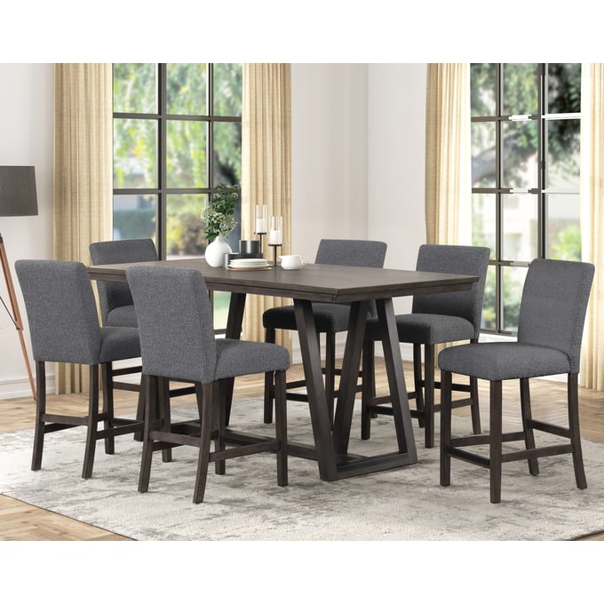 New Classic Furniture High Line Coffee Gray 7pc Counter Height Bar Set NCF-D4125-12-7PC-DR