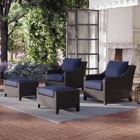 New Classic Furniture Skye Blue 4pc Chairs And Ottomans Set