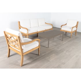 New Classic Furniture Savannah White 3pc Outdoor Seating Set