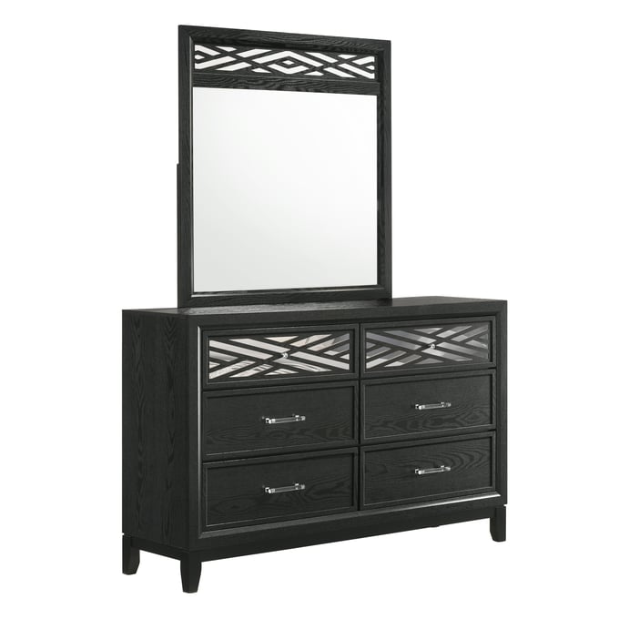 New Classic Furniture Obsidian Black Dresser and Mirror NCF-B1655-DRMR