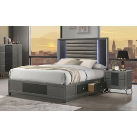 New Classic Furniture Nocturne Slate Gray 4pc Bedroom Set With Queen Storag...