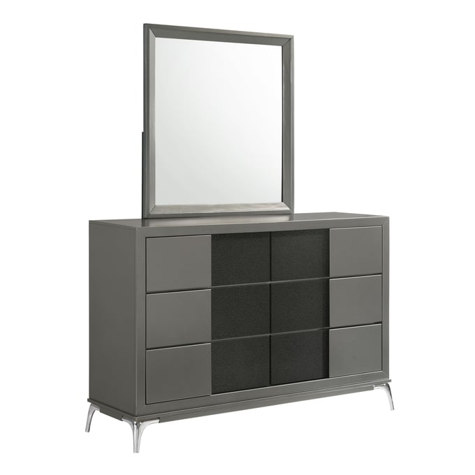 New Classic Furniture Nocturne Slate Gray Dresser And Mirror NCF-B1684-DRMR