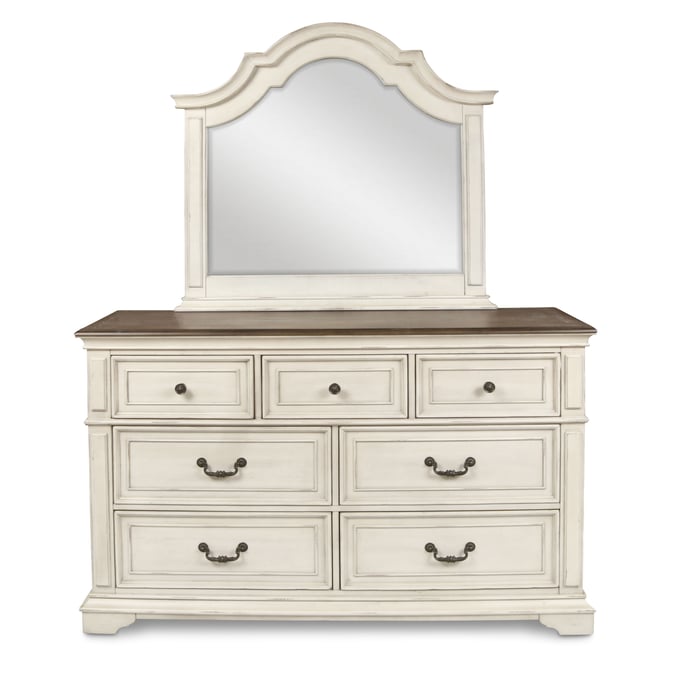 New Classic Furniture Anastasia Antique White Dresser and Mirror NCF-B1731-50-60-DRMR