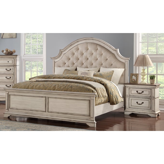 New Classic Furniture Anastasia Antique White 4pc Bedroom Set With Queen Bed NCF-B1731-Q-BR-S1-4PC