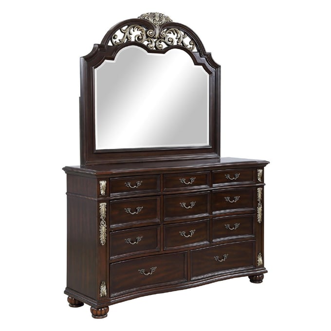 New Classic Furniture Maximus Brown Dresser And Mirror NCF-B1754-50-60-DRMR