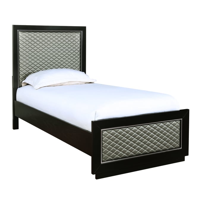 New Classic Furniture Luxor Black Silver Twin Headboard NCF-B2025-510