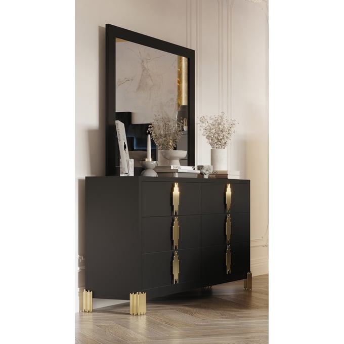 New Classic Furniture Empire Black Dresser And Mirror NCF-B2034-DRMR