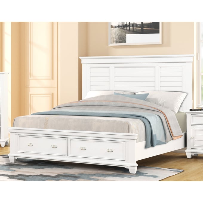 New Classic Furniture Jamestown White Queen Storage Bed NCF-00-B2118S-300