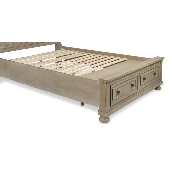 New Classic Furniture Allegra Gray Pewter King Cal King Storage Footboard and Slats NCF-B2159-128