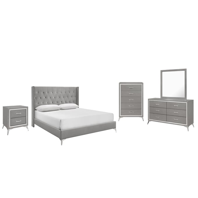 New Classic Furniture Huxley Gray 6pc King Bedroom Set B-DR-MR-CH-2NS NCF-00-3365G-16N