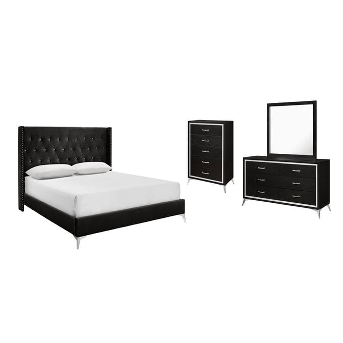 New Classic Furniture Huxley Black 4pc King Bedroom Set B-DR-MR-CH NCF-00-3365-14C