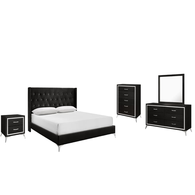 New Classic Furniture Huxley Black 5pc King Bedroom Set B-DR-MR-CH-NS NCF-00-3365-15C