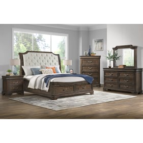 New Classic Furniture Lyndhurst Walnut Brown 6pc King Bedroom Set B-DR-MR-C...