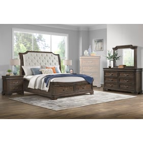 New Classic Furniture Lyndhurst Walnut Brown 4pc Bedroom Set With Queen Sto...