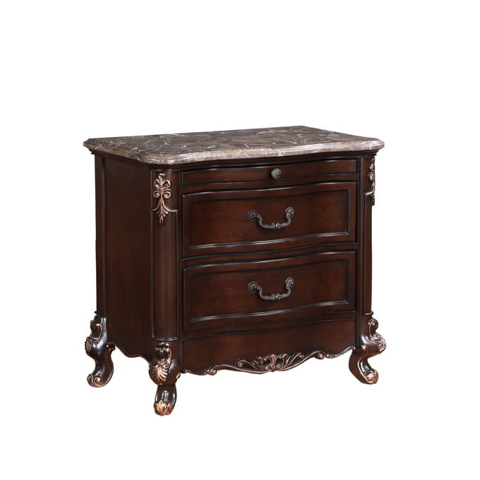 New Classic Furniture Constantine Cherry Nightstand with Marble Top NCF-B532-040