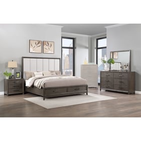 New Classic Furniture Landon Brown 4pc Bedroom Set With King Storage Bed