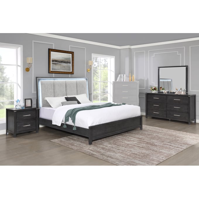 New Classic Furniture Odessa Charcoal Gray 4pc Bedroom Set With Queen Bed NCF-B6555-BR-S6